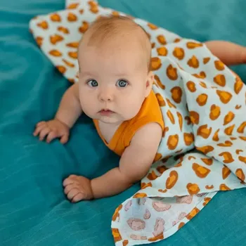 látková plena Tommy Lise Mušelínová plena set Blue Leopard Set