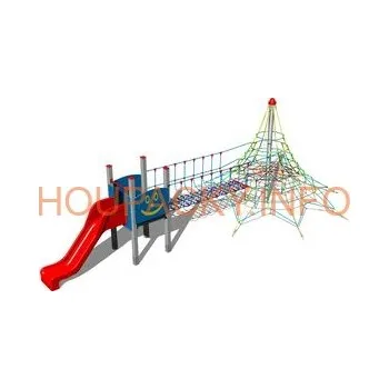 Dětská houpačka Lanová pyramida s věží PY831K - celokovová (v.p. 1,0 m)