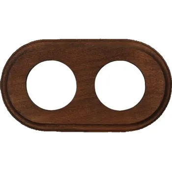 vypínač Elhard Kulatý dřevěný dvojrámeček, tmavé dřevo