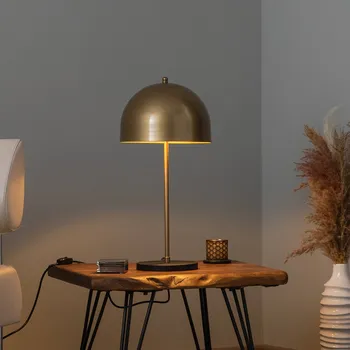 Lampička Opviq Stolní lampa Can NT-134, zlatá, půlkruhové stínítko - Ø základny 17 cm; délka kabelu 250 cm zlatá, černá 1 x 40 W - Doprava zdarma