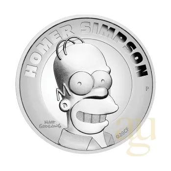 2 unce stříbrná mince Tuvalu The Simpsons - Homer Simpson 2021 - leštěná deska - High Relief