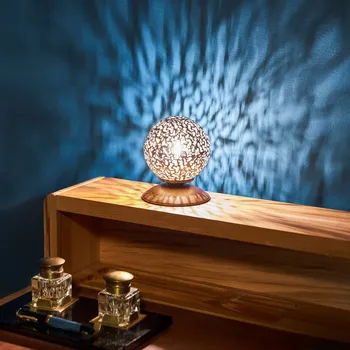 Lampička Paul Neuhaus Stolní lampa s kulatým stínidlem, 10 cm Ø rezavě hnědá, zlatá 1 x 40 W - Doprava zdarma