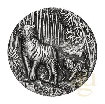 2 unce stříbrná mince Austrálie Lunar III tygr 2022 Antik Finish