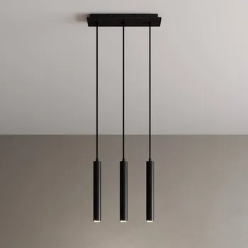 Arcchio LED závěsné svítidlo Franka, 3 světla, dlouhé, černé, hliník - Stropní držák - délka 37 cm, šířka 8 cm, výška 2,6 cm; stínidlo - Ø 3,9 cm, výška 30 cm černá (RAL 9005) 3 x 4 W LED - Doprava zdarma