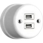 Elhard Nástěnná keramická 2x USB zásuvka, bílá
