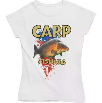 Dámské rybářské tričko s kaprem nad 70cm bílé