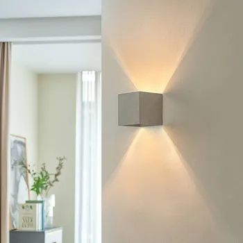 Lampička Nástěnné světlo Lindby Jayden v hranatém tvaru šedá 1 x 8 W LED - Doprava zdarma