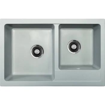 Nerezový dřez Metalac Inko, dřez X GRANIT QUADRO PLUS 2D, 780 x 500 mm, průměr 90 mm pro sifon, tl. 12 mm (šedá), včetně sifonu