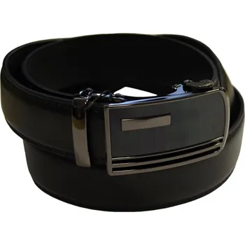 Spona na kravatu Pánský kožený opasek vzor N105 - černý - černá/125 cm