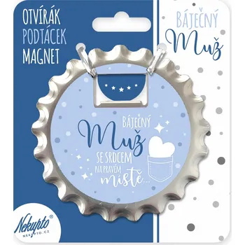 Otvírák Otvírák na pivo, podtácek Báječný muž se srdcem na pravém místě