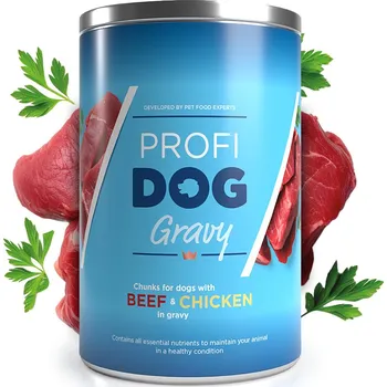 Krmivo pro psa PROFIDOG konzerva kousky s hovězím a kuřecím v omáčce 1240g NEW