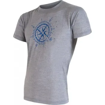 cyklistický dres Triko krátké pánské SENSOR MERINO WOOL PT KOMPAS šedé M