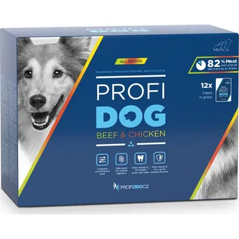 Krmivo pro psa PROFIDOG kapsička filety hovězí a kuřecí ve štávě 48x85g