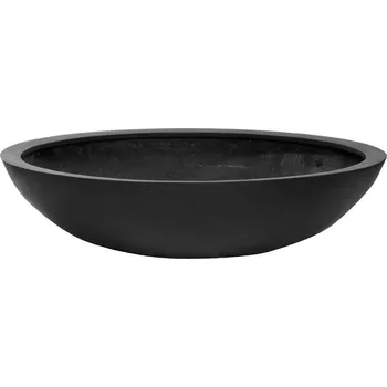 Květináč Pottery Pots Venkovní květináč kulatý Jumbo Bowl L, Black (barva černá), kolekce Natural, kompozit Fiberstone, průměr 110 cm x v 27 cm, objem cca 181 l