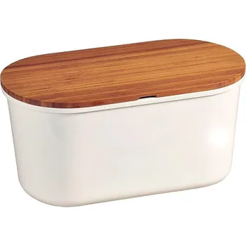 chlebník KESPER Chlebník s prkénkem, 37 × 18 × 21,5 cm, bambus / plast, bílý