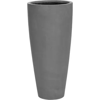 Květináč Pottery Pots Venkovní květináč kulatý Dax L, Grey (barva šedá), kolekce Natural, kompozit Fiberstone, průměr 37 cm x v 80 cm, objem cca 64 l