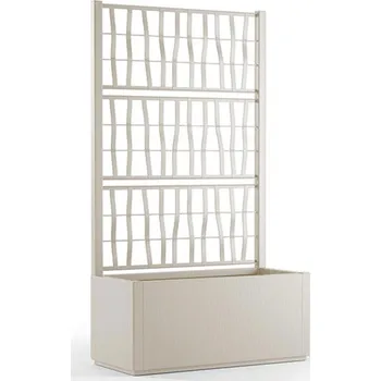 Truhlík STEFANPLAST Truhlík, vyvýšený záhon s mřížkou ETHICA 80x36x142cm krémově bílá