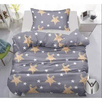 Povlečení ! AKČNÍ VÝPRODEJ ! BAVLNĚNÉ POVLEČENÍ 140x200/70x90 cm - HVĚZDY - ZLATÉ