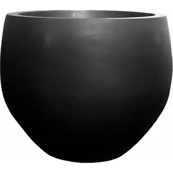 Květináč Pottery Pots Venkovní květináč kulatý Jumbo Orb S, Black (barva černá), kolekce Natural, kompozit Fiberstone, průměr 87 cm x v 73 cm, objem cca 353 l