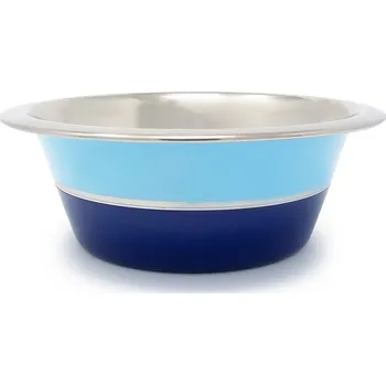 Miska pro psa PROFIZOO Miska nerezová Standard 1600 ml Světle modrá/Tmavě modrá (šedý proužek)