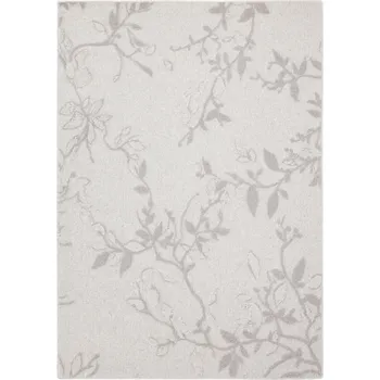 Koberec Vlněný koberec Agnella Noble Flors Světle Šedý - 80 x 160 cm