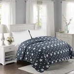 PROŠÍVANÝ PŘEHOZ PŘES POSTEL 200x240 cm - HVĚZDY TMAVĚ ŠEDÉ
