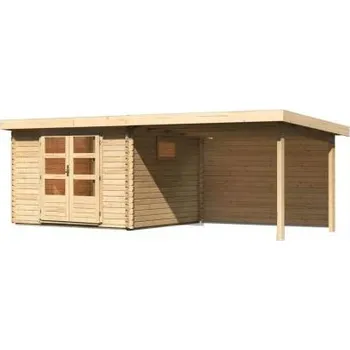 Zahradní domek řevěný domek KARIBU TRITTAU 3 + přístavek 330 cm včetně zadní stěny (10047) natur
