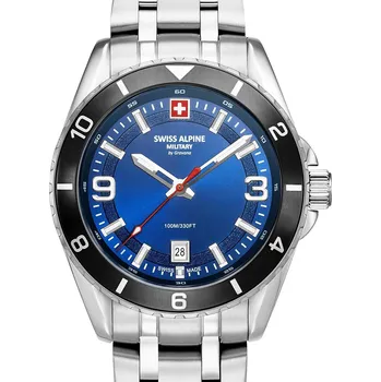 Hodinky Swiss Alpine Military 7034.1136 Mens Watch Sierra silver blue 42mm 10ATM
