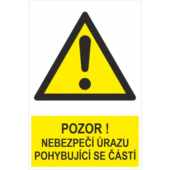 Pozor ! Nebezpečí úrazu pohybující se částí samolepící vinylová fólie 200x150 mm