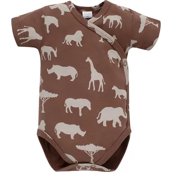 Kojenecký body PINOKIO Safari Zavinovací body s krátkým rukávem Brown Africa Velikost (od výrobce): 56