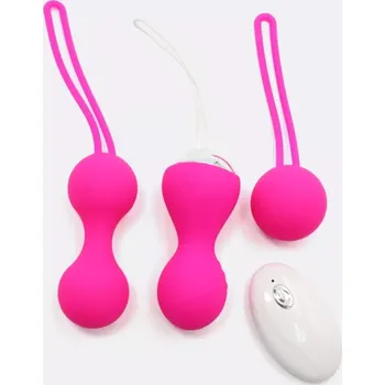 Sada vibračních venušiných kuliček DK Toys Purr Balls s ovladačem - Růžová