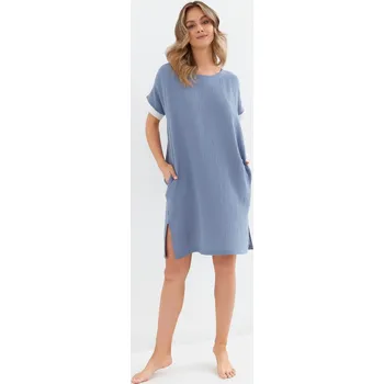Dámská noční košile Světle modrá mušelínová noční košile Cana Muslin 133 kr/r S-XL Velikost: S