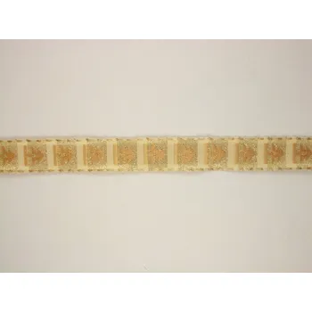 Stuha Kostková stuha s metaloplastem a drátem 15 mm, béžová