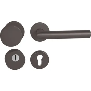 Dveřní kování TI - CUBO/FAVORIT - R rozety PZ PLUS, koule/klika pravá T - Titan (141)