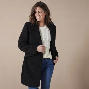 Dámský kabát Buklé kabát se širokým límcem černá 46