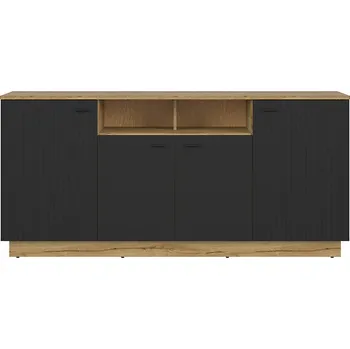 Ložnice BRW ZENDA komoda KOM4D, dub waterford/černá