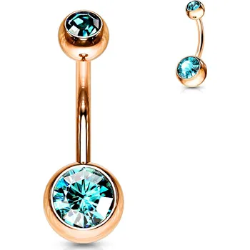 Piercing Atreya Rosegold piercing do pupíku se zirkonem Barva: Aqua, Velikost: 1,6 mm x 10 mm x 5 mm x 8 mm