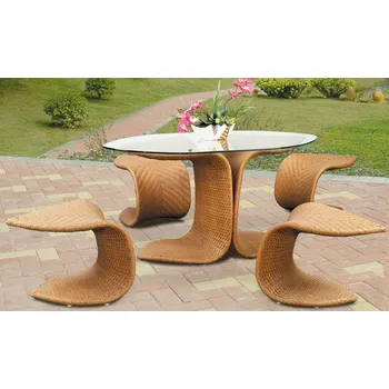 Zahradní sestava Ratanová souprava Kofi - Souprava KOFI ( 4x křeslo s polstry + stůl s bezpečnostním sklem síly 8 mm)