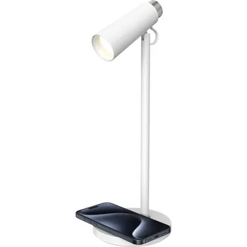 Lampička LED stolni lampička Immax TIT s Qi nabíjením, bílá se stříbrnými prvky