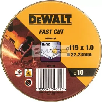 Řezný kotouč Dewalt Kotouč řezný na nerez 115 x 22,2 x 1 mm (sada 10 ks) , DT3506-QZ (Dewalt DT3506-QZ)