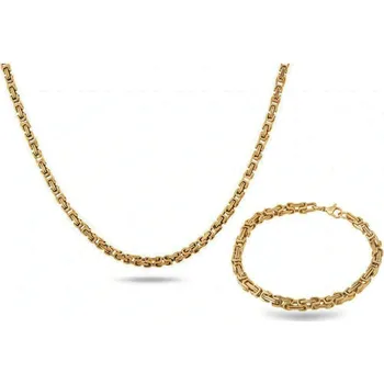 Souprava šperků biju Set z chirurgické oceli, pozlacený 14k zlatem, masivní řetízek + náramek 3001728