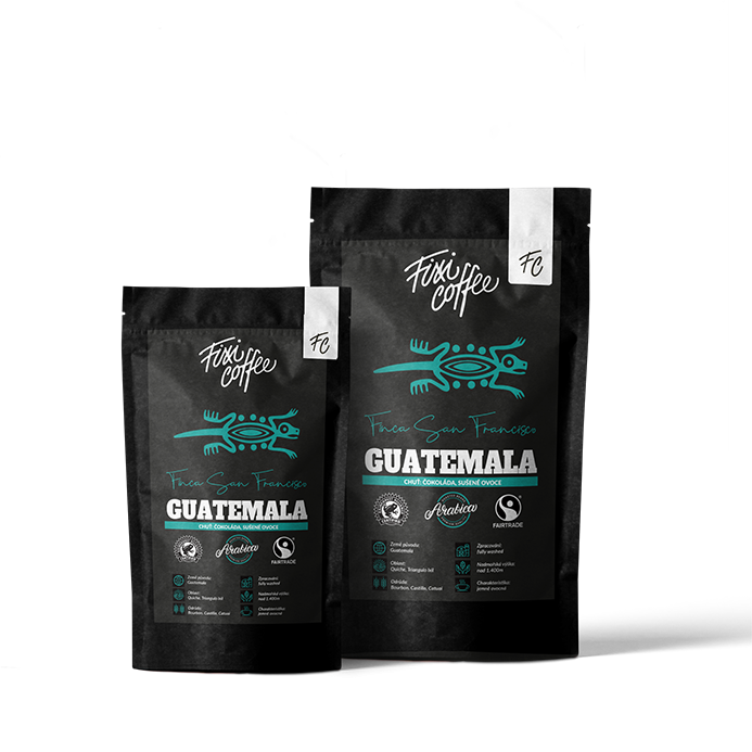 FixiCoffee Guatemala Finca – výběrová káva, 100% arabica zrnková / sáček Doypack / 500 g