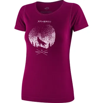 Dámské tričko BRUBECK OUTDOOR WOOL PRO DÁMSKÉ TRIČKO S KRÁTKÝM RUKÁVEM SS1272W Barva: Plum, Velikost: L