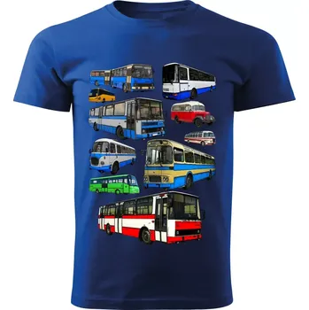 Chlapecké tričko dětské tričko s autobusem modré 110 (dětské tričko s autobusy)