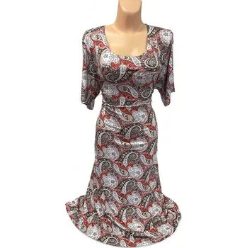 Dámské šaty Šaty kašmírový vzor MERUNĚ, Barva Meruňková, Velikost XXXL 54, Materiál 96% Viskoza 4% Lycra