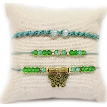 Náramek Set náramků zelený s motýlem
