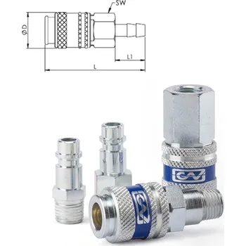 Příslušenství ke kompresoru GAV BEZPEČNOSTNÍ OCELOVÁ RYCHLOSPOJKA STL.VZDUCH S HADIČNÍKEM D10mm