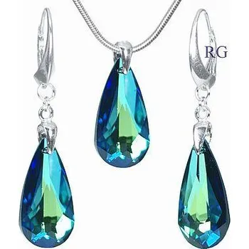 Souprava šperků Stříbrný set Bermuda Blue - vyroben s CRYSTALLIZED™ – Swarovski Elements LSW011S