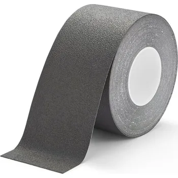 Výstražná páska Černá plastová voděodolná podlahová protiskluzová páska FLOMA Super Resilient - délka 18,3 m, šířka 10 cm, tloušťka 1,3 mm