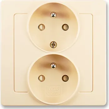 Elektrická zásuvka ABB 5512J-C02259 C1 Swing®L Zásuvka dvojnásobná polozapuštěná s ochrannými kolíky, krémová